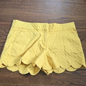 Crown & Ivy High Waist Yellow Scalloped Shorts